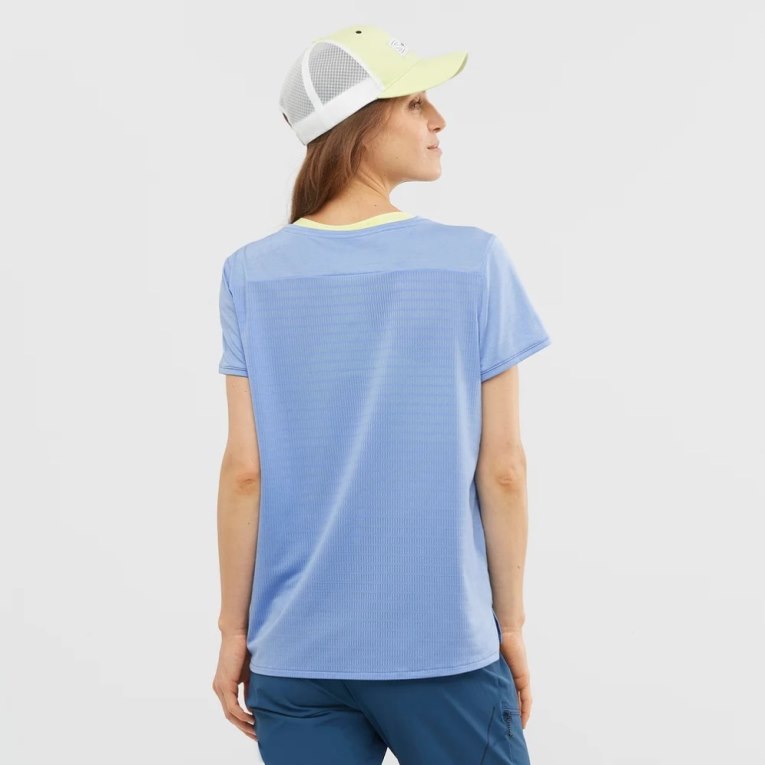 Light Blue Salomon Outline Summer Short Sleeve Women's T-Shirts | IE UZ9230